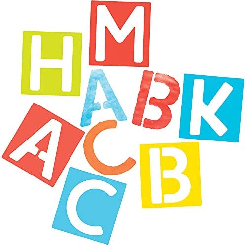 Baker Ross FE815 Alphabet Stencils - Pack of 30, Educational Craft Sets for Children, Washable Stencils for Kids to Decorate Cards, Pictures, Painting and Printing Projects