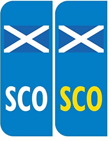 2 x Road Legal Car Number plate Stickers - Scotland Scottish Flag Car Registration Number Plate Self-Adhesive Vinyl for Road Vehicle Car, Van, Lorry, Motorbike