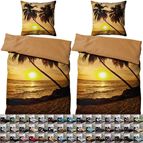Sanilo® Bettwäsche 135x200 cm, 100% feinste Baumwolle, 4-teilig, Bettbezug, Kissenbezug 80x80cm, Oeko-TEX Zertifiziert (4-teilig 135x200 cm, Summer)