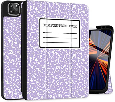 Tuiklol Für iPad Pro 11 Zoll Hülle 2022 2021 2020 2018 (1/2/3/4 Gen), Praktische Magnetbefestigung, Stifthalter, Trifold Stand Smart Case mit weicher Rückseite, Lila Zusammensetzung Buch