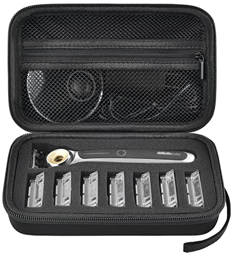 PAIYULE Reiseetui, kompatibel mit Gillette beheiztem Rasierer für Herren, Starter-Rasierset, Aufbewahrungshalter für Klingen-Nachfüller, Scherenschutz, Ladestation und Zubehör, Schwarz (nur Box),