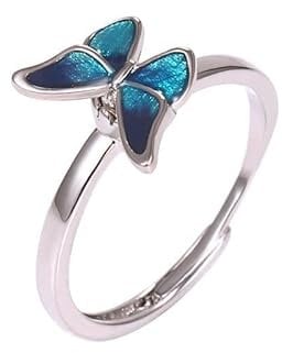Schmetterlingsring, Anti-Angst-Ring, Stressabbau, Fidget-Spinner, Statement für Frauen, Teenager, Mädchen, offen, verstellbar, stapelbar, zierlich, frei drehbar, beruhigender Schmuck, niedliches