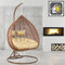 GOODS EMPORIUM Luxury Hanging Rattan Double Egg Chair Indoor & Outdoor Garden Swing Chair Cocoon Relaxing Hammock with Cushions - RAIN COVER INCLUDED (Double, Brown - Brown - Beige)
