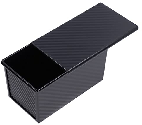 Caja para tostadas, molde para hornear, molde para pan con tapa, capacidad de masa de 2,2 libras, molde rectangular para hornear pasteles, cocina, panadería, utensilios para hornear(Negro)