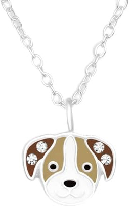 Monkimau Halskette Damen mit Hunde Anhänger aus 925 Sterling Silber Dog Necklace Silver Women Charm Kette Schmuck Geschenke für Kinder Mädchen Frauen