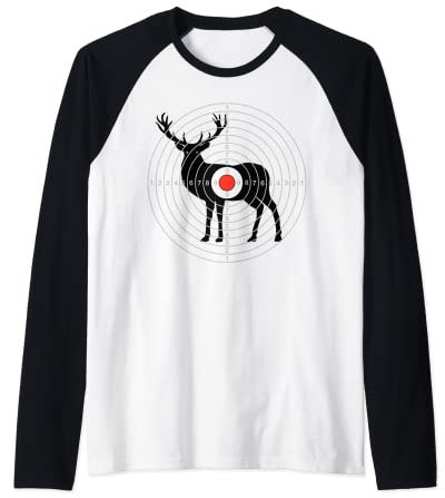 Bogenschießen Bulls Eye Zielscheibe Jäger Hirsch Schleife Jagd Geschenk Raglan