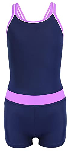 Aquarti Mädchen Badeanzug – Sport, Dunkelblau/Lila, 128