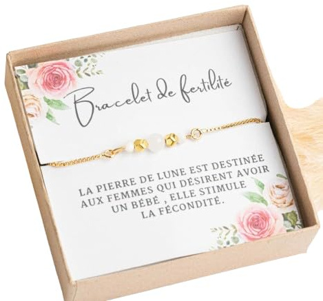 Bracelet fertilité maternité pierre de lune cadeau maman femme enceinte désir grossesse (Or)