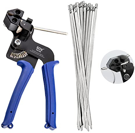 100 Pezzi Fascette Cavi Metalliche, Pistola per Fascette per Cavi, 300mm*4,6 Fascetta Metallica Inox, per Avvolgimento in Metallo, Legare Cavi, Tubi di Ferro