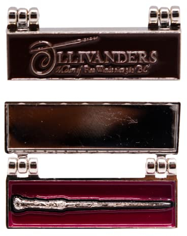 Le badge Harry Potter Ollivanders Wand Box est fabriqué en métal et rempli d'émail 3,5 cm x 1,5 cm, Métal