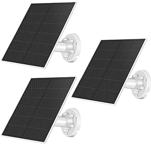 Lot de 3 panneaux solaires pour caméra de sécurité, panneau solaire USB 5 W pour caméra de sécurité CC 5 V avec port micro USB ou USB-C, chargeur solaire étanche IP65 pour caméra avec montage réglable