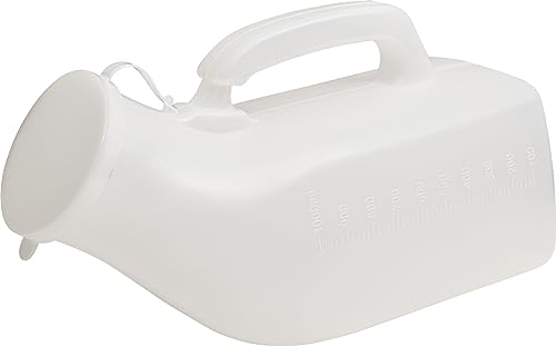 Drylife 1000ml Male Urinal Bottle | Reusable Urinal Pee Bottle for Men with Lid | Lightweight, Secure Cap, Measuring Scale, Easy Grip Handle, Medical Grade Plastic (1 Bottle)