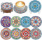 Muzagroo Art Lot de 8 dessous-de-verre mandala avec support - Kit d'art diamant 5D pour débutants - Réduit le stress - Pour adultes - Fournitures d'art et d'artisanat (mandala)