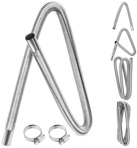 Glarks 3Pcs 47 Zoll Edelstahl Auspuffrohr mit Schlauchklemmen Kit, 1 Innerer Kraftstofftank Diesel Gas Entlüftungsschlauch Flexible Auspuffschläuche für Auto Fahrzeug