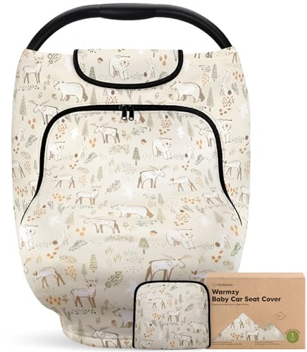 Autositzbezug für Babys - Baby Sitzbezüge für Frühling, Herbst, Winter - Universelle Stretch Fit Babyschale für Babys, Jungen, Mädchen, Stillbezug, Weiches & Atmungsaktiv Babysitzbezug (Wildwood)