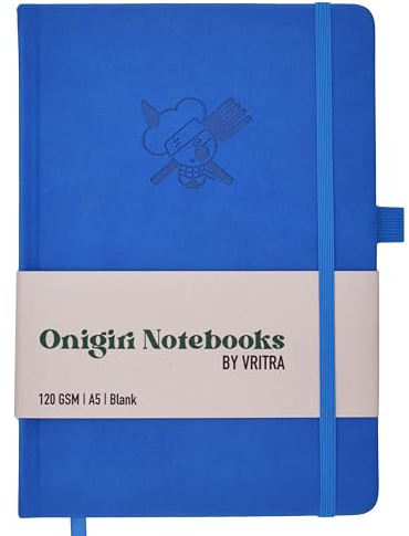 Onigiri Notebooks One Piece Anime - Sanji All Blue | Vegan Leather A5 Hardcover Journal | FREE STICKER PACK | Plain Pages | 120GSM Silk Cream Paper