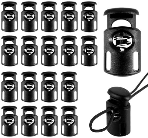 Nogeqi 20 Stück Kordelzug Kordelstopper 2 Loch, Schnurstopper Kordelklemme aus Kunststoff, Kordelverschluss mit Doppelloch, Doppellochung Kunststoff Rutschen Kordel Schlösser Rund