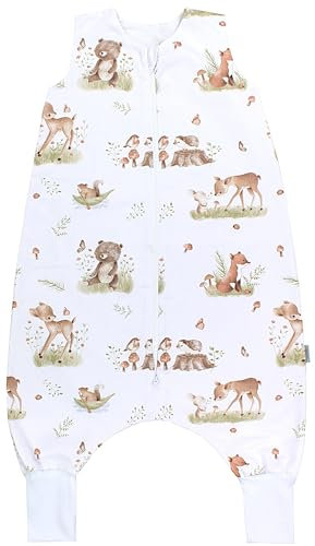 TupTam Baby Sommer Schlafsack mit Beinen 0.5 TOG OEKO-TEX zertifizierte Materialien unwattiert Unisex, Farbe: Tiere im Gras, Größe: 110-122