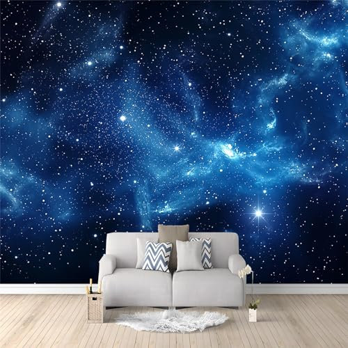 Papier Peint Intissé 350 x 256 cm Déco Murale Maison Chambre Salon, Photo Murale Décorative Ciel étoilé bleu - Pour Adulte Enfants