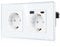 CNBINGO Doppelsteckdose mit 2× USB-Anschluss (20W Schnellladen) - 1× (Typ-C und USB-A) - Zweifach Glas Schuko Steckdose Unterputz - Weiß Wandsteckdose mit Kindersicherung