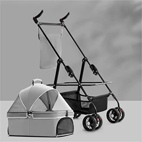 Haustier-Buggy, teilbarer Hundebuggy für kleine und mittelgroße Hunde bis 20 kg, Haustier-Buggy für Katzen/Hunde, Hundekinderwagen mit verstellbarer Markise