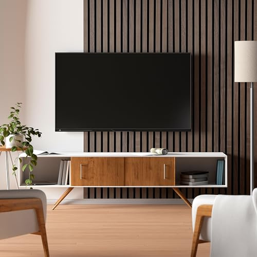 Home Treats Wall Panel Wood Slat | Decorative Wooden Panelling 3D Slatted Acoustic Sound Absorbing Ceiling or Wall Slats (Walnut, 300 x 60cm (3 Pack))