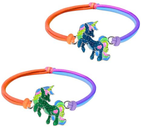 flintronic 2 Stück Einhorn Armband, Stimmungsarmband mit Anhänger für Kinder, Wechselt die Farbe, Kinderarmband in leuchtenden Regenbogenfarben, Kindergeburtstag Gastgeschenke, für Jungen & Mädchen