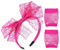 1 Bandeau À Nœud En Dentelle Avec 1 Paire De Gants En Maille, Accessoires Pour Cheveux Fluo Pour Filles, Bandeau Des Années 80, Joli Bandeau À Nœud, Adapté Pour Les Fêtes, Spectacles Sur Scène.