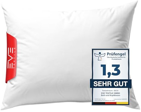 EVE Textile® Kissen; Bis 60° Waschbar Atmungsaktives Kopfkissen Innenkissen; Dekokissen, Sofakissen Kisseninlett & Bettkissen mit Flauschiger Microfaserfüllung & Reißverschluss (1er Set, 50 x 70 cm)