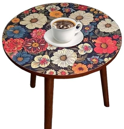 ETUCYNG Couchtisch, Holz, rund, Beistelltisch, Akzenttisch, Nachttisch, Eck-Couchtisch für Garten, Flur, Balkon