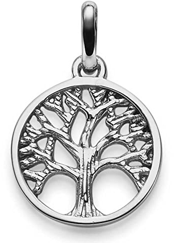 Anhänger Amulett Baum Lebensbaum aus 585 Gold Weißgold 23x14,5mm