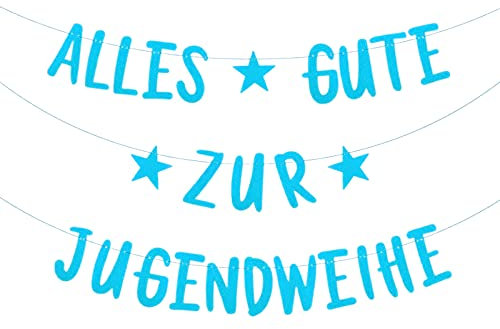 Alles Gute Zur Jugendweihe Girlande Blau Jugendweihe Deko Banner Endlich Erwachesn Girlande Hängende zur Jugendweihe für Endlich Erwachsen Jungen Mädchen (Blau)