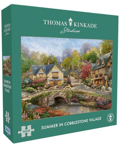 Gibsons Thomas Kinkade, Sommer im Kopfsteinpflasterdorf, 1000 Teile, schönes Kunstwerk, nachhaltiges Gibsons für Erwachsene, Teenager, hochwertiges 100 % recyceltes Brett, tolles Geschenk, Gibsons