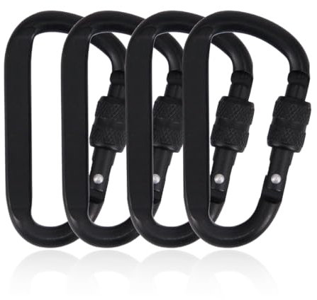 OUDQFCJ Set da 4, Fibbia di montagna, Moschettone a Vite in Alluminio, Carico Pesante 40KN, Impermeabile, Solido, Ultra Leggero, Multifunzione, Chiusura a Vite