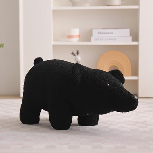 SDCGB Tier Pouf Ottomane und Fußhocker, Leichter Komfort Pouf Ottomane Teddy Samt Fußhocker für Wohnzimmer Schlafzimmer, Black Bear