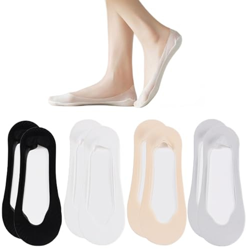 LIANRISES 8 Paires 38-42 Chaussettes Invisibles Femme Ballerine, Antidérapant, Pour Chaussures De Sport Décontractées Plates