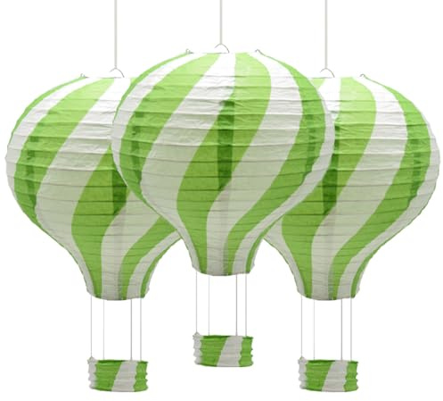 Ruidee 3 Stück Heißluftballon Papierlampion 12 inch Papier Laterne Deko Set für Hochzeit, Geburtstag, Jubiläum, Weihnachten, etc (Green)