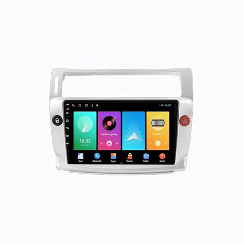Android 13 2 DIN Pantalla Táctil Radio 9 Coche Pantalla para Citroen C4 c-Triomphe c-Quatre 2004-2011 con Enlace Espejo/Navegación GPS/Radio FM/BT/Mandos Volante/Reproductor Multimedia(6G+128G)