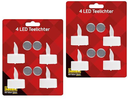 Idena 90955 - LED Teelichter, 8 Stück in Warmweiß, elektrische Kerzen mit flackerndem Licht, inkl. Batterien, Deko für Innen, Party Deko, Weihnachtsdeko, Osterdeko, zur Hochzeit