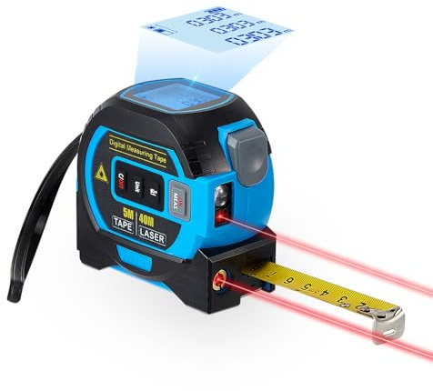 3-in-1 Laser Tape Measure with Laser Level Crosshairs |130ft/40m Laser,Digital Laser Measurement Tool wth Backlit LCD Display, Lazer Measuring Tape for Building Measurement Device, Pythagorean/Area