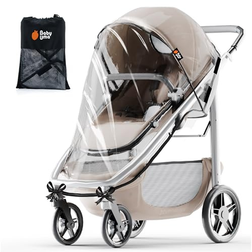 Baby Uma Universal Regenschutz für Kinderwagen - 100% wasserdichter PEVA Regenschutz für Kinderwagen, belüftet & transparent, Schnee- & Windschutz (+ Reisetasche)