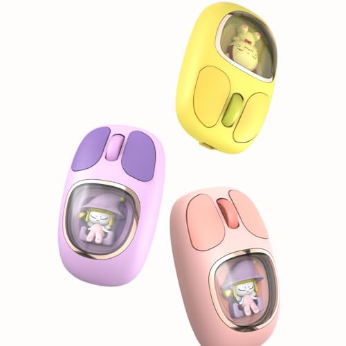 PUSOKEI Niedliche Drahtlose Maus, 2,4 G BT3.0 BT5.0 Tri-Mode Bluetooth-Maus, Stille Operation und Ergonomisch mit RGB-Hintergrundbeleuchtung für Laptops-Tablets Computer Gaming Gaming (Yellow)