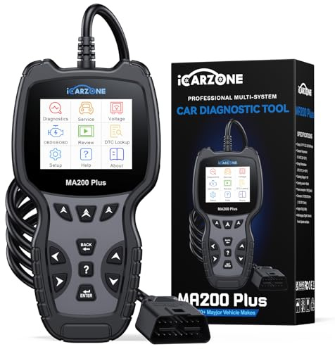 ICARZONE MA200 Plus OBD2 Diagnosegerät für Alle Fahrzeuge, Auslesegerät Auto mit Alle Systemdiagnosen, 6 Resets KFZ Diagnosegerät, Öl/EPB/SAS/TPMS/DPF/BMS, Vollständigen OBDII, Lebenslange Updates