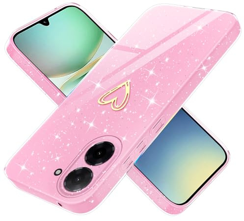 Yichxu Handyhülle für Xiaomi Redmi A5 4G (EU Version) Hülle Glitzer Herz Love Silikon TPU Stoßfeste Schutz Bumper Case Cover Glänzend Ultra Dünn Kratzfeste Schutzhülle für Redmi A5 4G, Rosa
