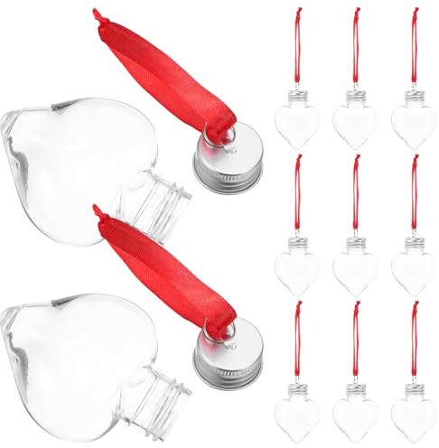 Alipis 20 Stück 50 ml Herzförmige Plastikflaschen Transparent mit Silberdeckel und Haken Befüllbare Dekoanhänger für Valentinstag Hochzeit und Gastgeschenke