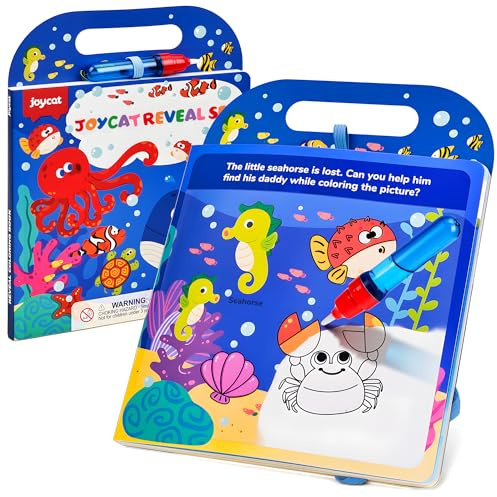 JoyCat Livres de Coloriage à l’Eau, Livre Peinture Magique à l'eau avec Stylos à Eau, Art Sans Salissure pour Enfants de 3 à 8 Ans, Kits Loisirs Créatifs, Cadeaux pour Filles et Garçons