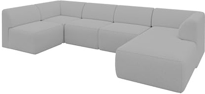 ALTDECOR Ecksofa in U-Form Corner Sofa Bett Eckcouch Couch L-Form Wohnlandschaft Cauchsofa MOVO 345x180x78 Hellgrau