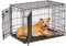 MidWest Homes for Pets Life Stages Modell 1636DDU Hundebox, mittelgroß, Doppeltür, faltbar, Metall, 91 cm lang, mit Trenneinsatz, Bodenschutz, auslaufsicherer Wanne, für mittelgroße Hunde, schwarz