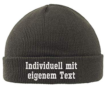 Wolfszeit Strickmütze Bestickt mit deinen Namen (Oliv)