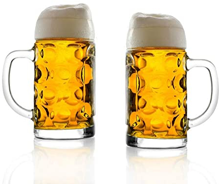 Stölzle Lausitz Oberglas ISAR Chope de 1,0 L I chope à bière originale Oktoberfest I Lot de 2 I verre traditionnel 2 pièces I lavable au lave-vaisselle I haute qualité